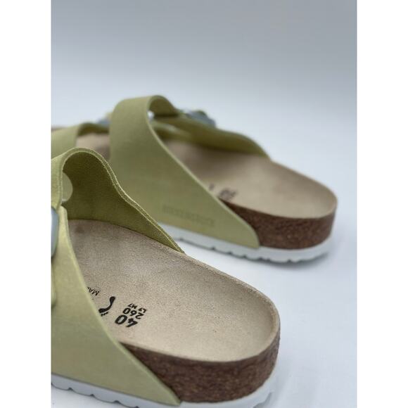 Birkenstock Arizona BS Leather Green Popcorn Shimmering Sandal Narrow Women's 40 - Picture 5 of 10